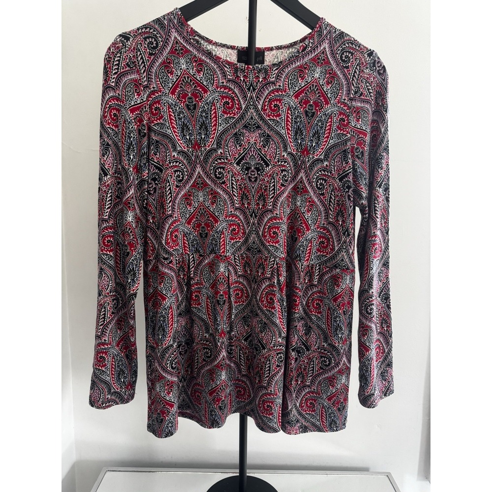 J Jill Wearever Petite Small‎ Paisley Top Stretch Travel Wrinkle Resistant